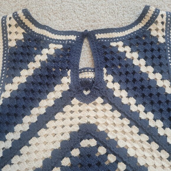 Anthropologie Ultra Pink Chevron Crochet Tank Top & Fringe Skirt 2 Piece Set L - Picture 7 of 11